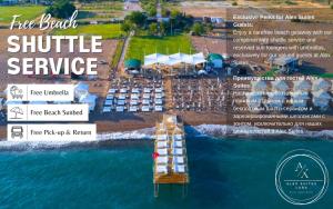 a flyer for a boat shuttle service on the water at Alex Suites Lara in Antalya