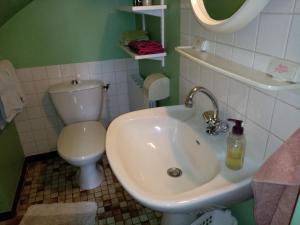 uma casa de banho com um lavatório e um WC em Studio Danton em Troyes