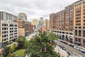 a view of a city with buildings and a street at 2BR Executive Downtown Apartment in Detroit