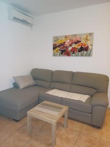 a living room with a couch and a table at Apartmani Afrodita in Crikvenica