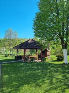 a gazebo with a picnic table in a park at Apartment Rosandić in Smoljanac