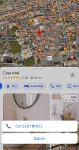 a screenshot of a cell phone with a map at Casa Azul in Trafaria