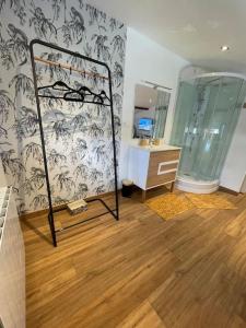 een badkamer met een douche en een wastafel bij Le duplex de vos rêves in Saint-Dizier