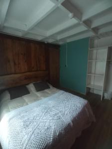 a bedroom with a white bed in a room at hostal Coñaripe in Panguipulli