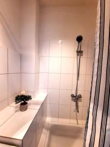 łazienka z prysznicem z rośliną w obiekcie City-Wohnung mit Ausblick w mieście Bochum