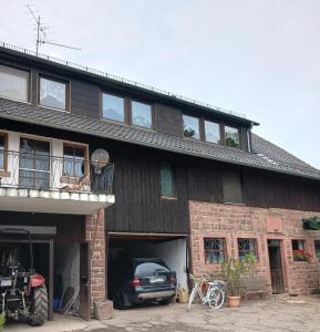 a car parked in the garage of a building at Apartment "Zum Rössel" Schönbrunn in Schönbrunn