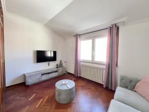 ein Wohnzimmer mit einem Sofa und einem TV in der Unterkunft Pink Panther in A Coruña