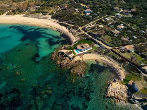 an aerial view of a beach and the ocean at Villa Di Fiore - private villa up to 10 guests with pool sauna and gym in Geremeas