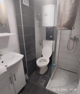 y baño con aseo y lavamanos. en Apartman Numero Uno en Vogošća