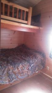 - un lit superposé dans une cabine en bois avec un matelas dans l'établissement Two Creeks Camp, à Athens
