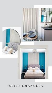 a collage of three pictures of a bedroom at Lena's Suites Bari Vecchia in Bari