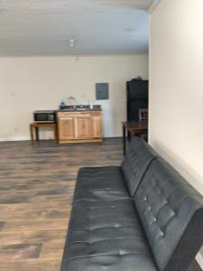 - un salon avec un canapé au milieu d'une pièce dans l'établissement A simple and functional space for travelers, à Knoxville