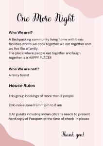 una página de un poema con una caja de texto en One More Night hostel and community living en McLeod Ganj