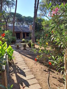 a garden with flowers and a house in the background at Sardegna Calaverde Villetta in Forte Village