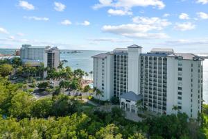 an aerial view of a resort with the ocean in the background at Gorgeous Renovated Residence in Upscale Sanibel Harbour Tower in Fort Myers