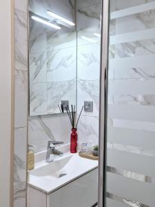 a bathroom with a sink and a mirror at Begutxi LVI00061 in Vitoria-Gasteiz