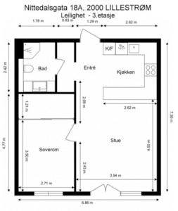 a floor plan of a house at Super sentralt for 2 personer in Lillestrøm