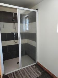 eine Dusche mit Glastür im Bad in der Unterkunft Douce Campagne in Clermont-Créans