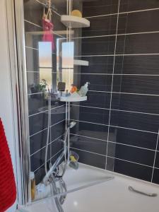 a bathroom with a shower and a bath tub at New Built Immaculate Condition in Rainham