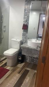 uma casa de banho com um WC e um lavatório em Acogedor Sweet Apartament em Santiago de los Caballeros