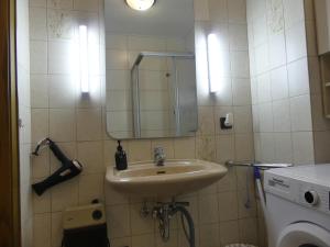 a bathroom with a sink and a mirror at Apart am Listersee in Meinerzhagen