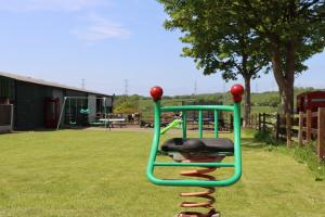 a playground with a swing in the grass at Malthouse Farm Cottage Studio in Dilhorne