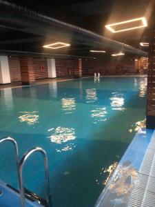 a large swimming pool with blue water in a building at Kendi evinizdeymiş gibi konaklama fırsatı.TÜM EV in Istanbul