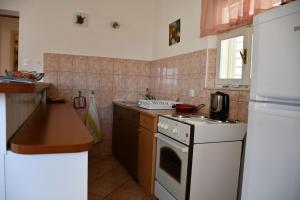 a kitchen with a white stove and a white refrigerator at Apartments with a parking space Slano, Dubrovnik - 8540 in Slano