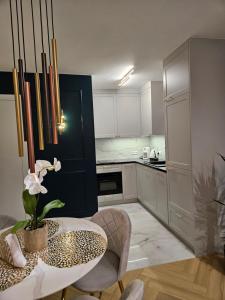 Kuchyňa alebo kuchynka v ubytovaní Apartament Deluxe Centrum Warszawa