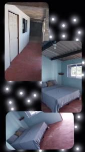 a collage of four pictures of a bedroom with a bed at Punta Chilama in La Libertad