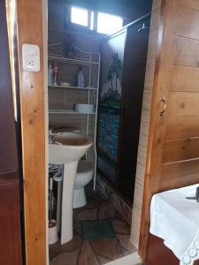 PíllaroにあるCabaña para vacacionarのバスルーム(洗面台、トイレ付)