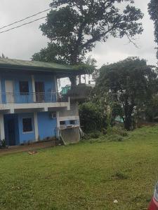 a blue house with a balcony and a tree at Sir Louie Lodging House in Majayjay