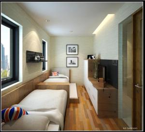 Zimmer mit 2 Betten und TV in der Unterkunft 2-bedroom apart near jiexpo with 6 bed & 2 bathroom in Jakarta
