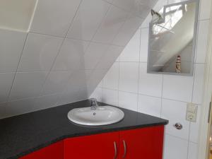 bagno con lavandino e specchio di Dachspitz - junges Wohnen a Unterkirnach