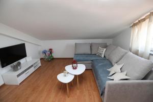 a living room with a couch and a tv at Babsi in Pula