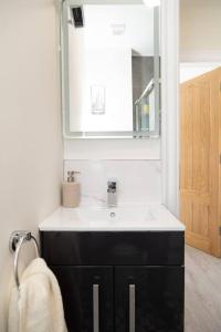 a bathroom with a sink and a mirror at Unit 2 Island View Apartments With Stunning Harbour View in Cobh