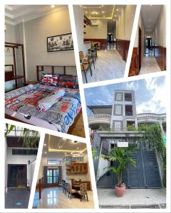 a collage of photos of a hotel room at Plumerrata in Phnom Penh