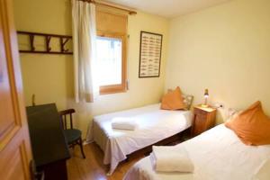 1 Schlafzimmer mit 2 Betten und einem Fenster in der Unterkunft Casa Torreons in Puigcerdà