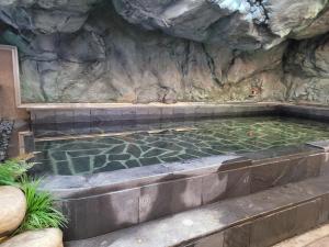 a pool of water with a rock wall at Osaek Greenyard Hotel in Yangyang