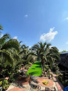 vistas a un jardín con palmeras en Tây Đô Homestay Cần Thơ en Cái Răng