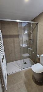 a bathroom with a shower and a toilet at Mirador de Cerler in Benasque +17 photos