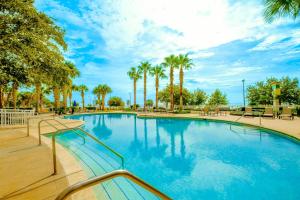 a large swimming pool with palm trees in a park at Legacy I 1008 in Gulfport