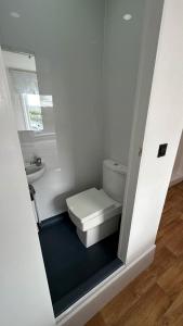 un piccolo bagno con servizi igienici e lavandino di Very Spacious 9 Bedroom House-Garden-Parking for 6 a Gloucester