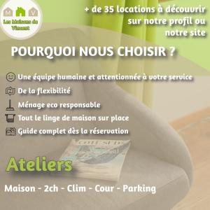 a flyer for a nursing clinic with a white couch at Ateliers, Terrasse - Parking - Clim in Arles