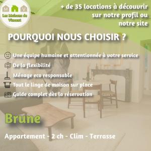 un folleto para una tienda de muebles con chimenea en Brune, Clim - Ultra Central, en Arles