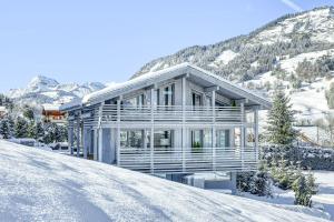 una casa en la cima de una colina nevada en Chalet Ardoise, en Praz-sur-Arly