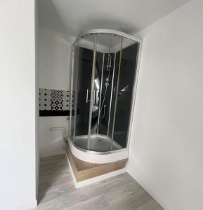 uma casa de banho com espelho num quarto em Confort et Élégance 4 chambres parking privé gratuit em Bourges