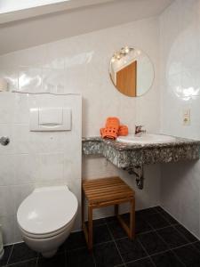 een badkamer met een toilet en een wastafel bij Ferienwohnung Rosenwirth - b45171 in Mittenwald