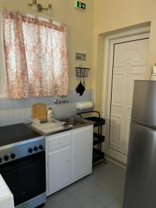 una cucina con lavello e frigorifero di Studio Vasilis a Ipsos