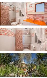 two pictures of a bathroom with a sink and a toilet at Alojamiento Ruizo in Lorca